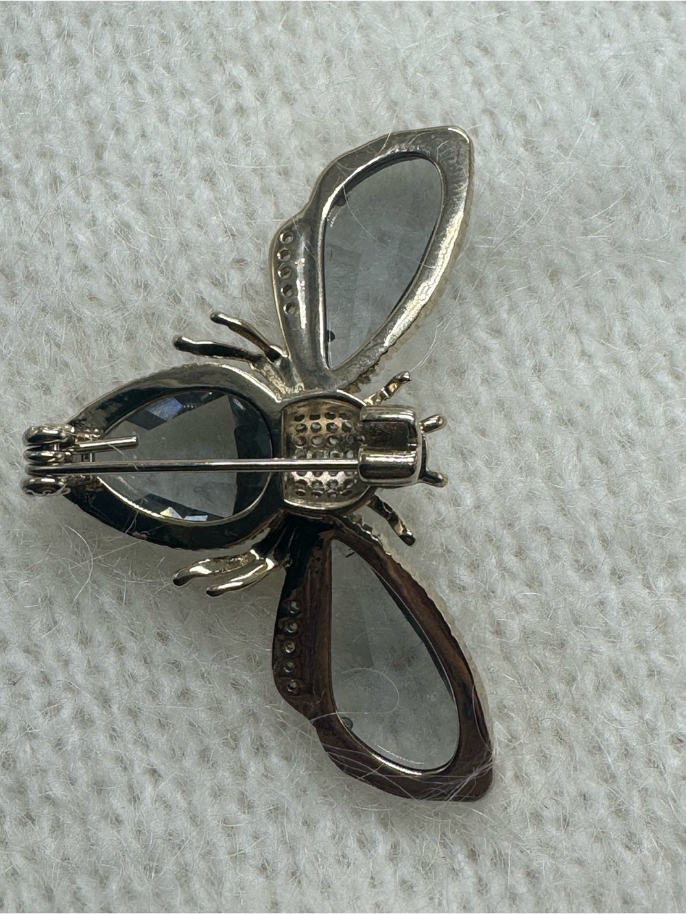 Smoky Crystal Bee Brooch Rhinestone Insect Pin - Picture 6 of 6